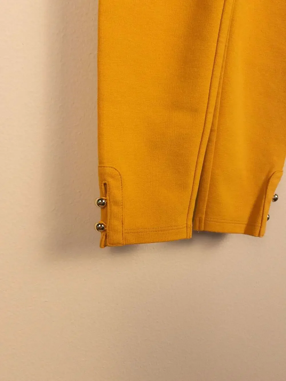 Janie and Jack Mustard Yellow Ponte Knit Legging, Gold-Tone Button Detail Size 4